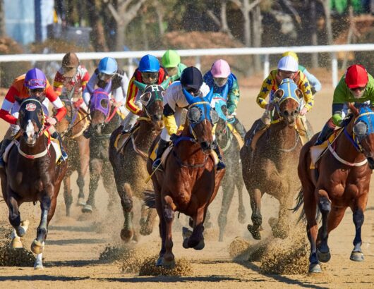 The image of horse racing competition