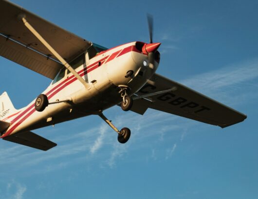 The image of the plane in the sky